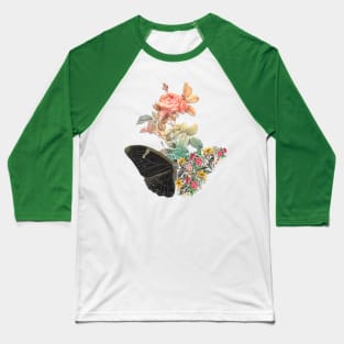 Flower with Butterfly Root Baseball T-Shirt